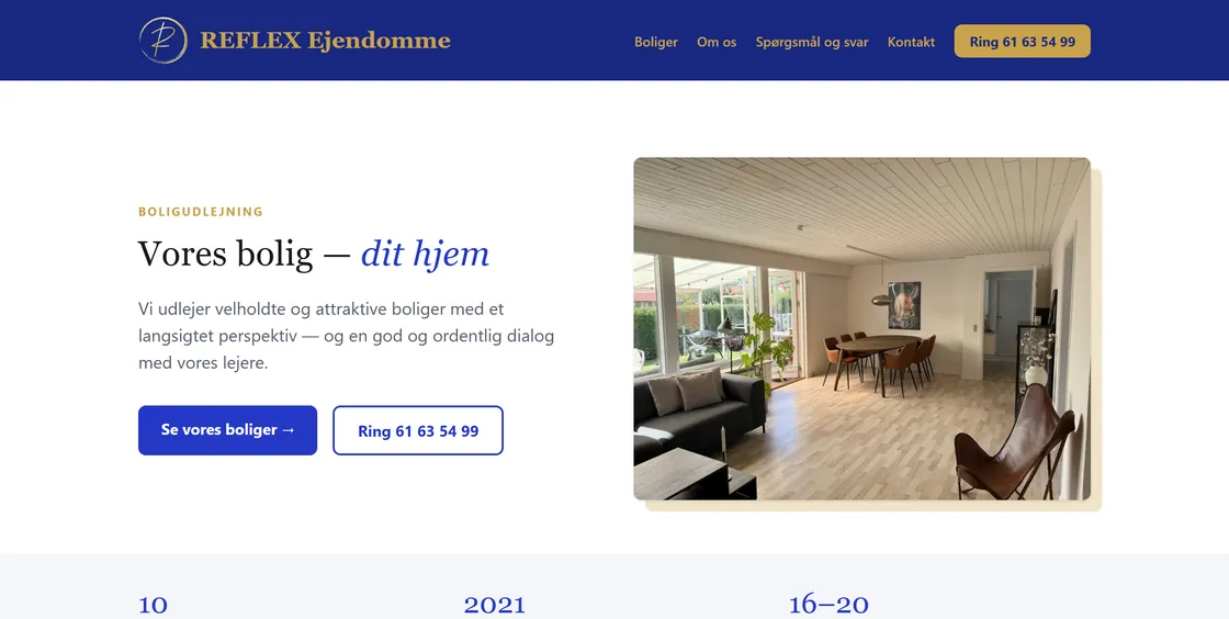 Forsiden hos REFLEX Ejendomme: boligudlejning i Skjern og Randers